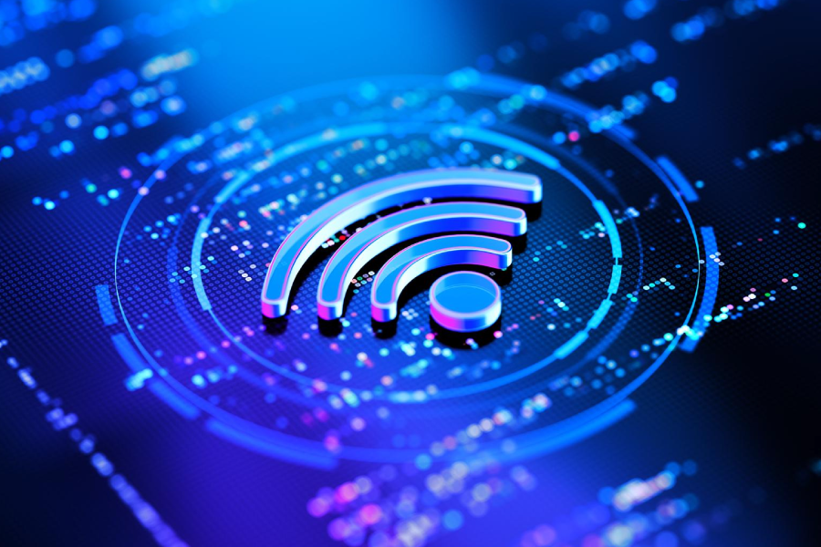 A futuristic cityscape showcasing interconnected smart devices and technology representing the Internet of Things.