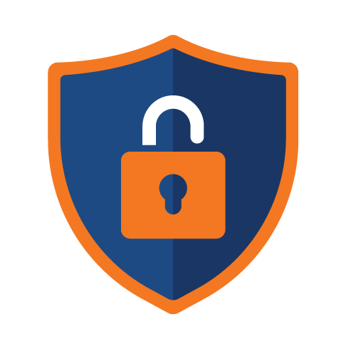A shield featuring a lock icon, representing safety and security measures.