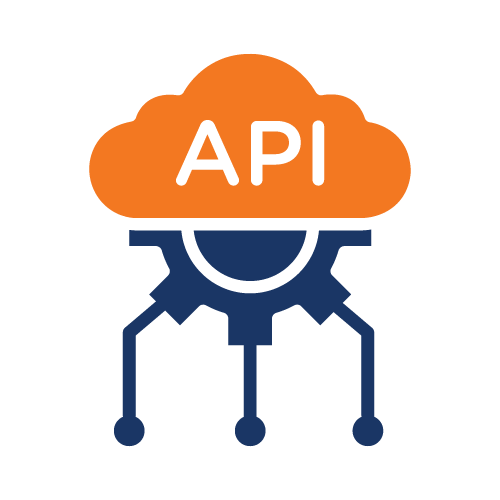 Cloud computing concept with API integration, featuring interconnected servers and data flow in a digital environment.